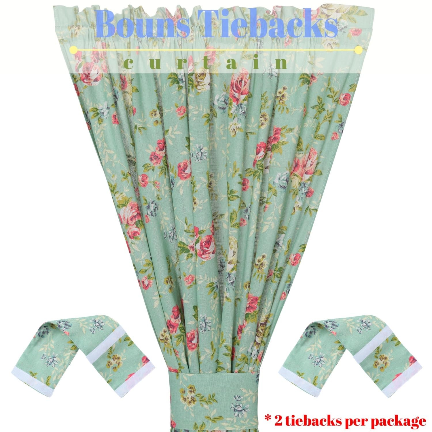 Linen French Door Curtains Floral Green Country Style 54×72 Inches for Sale