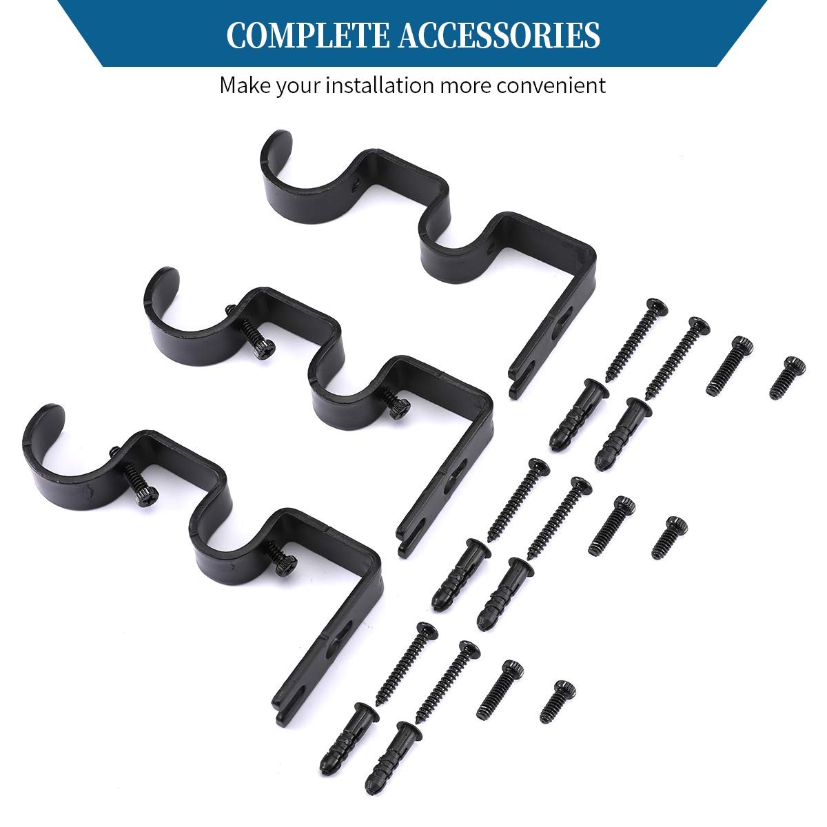 Heavy Duty Curtain Rod Brackets – Double Rod Holders 1″ and 5/8″ Inch (Set of…