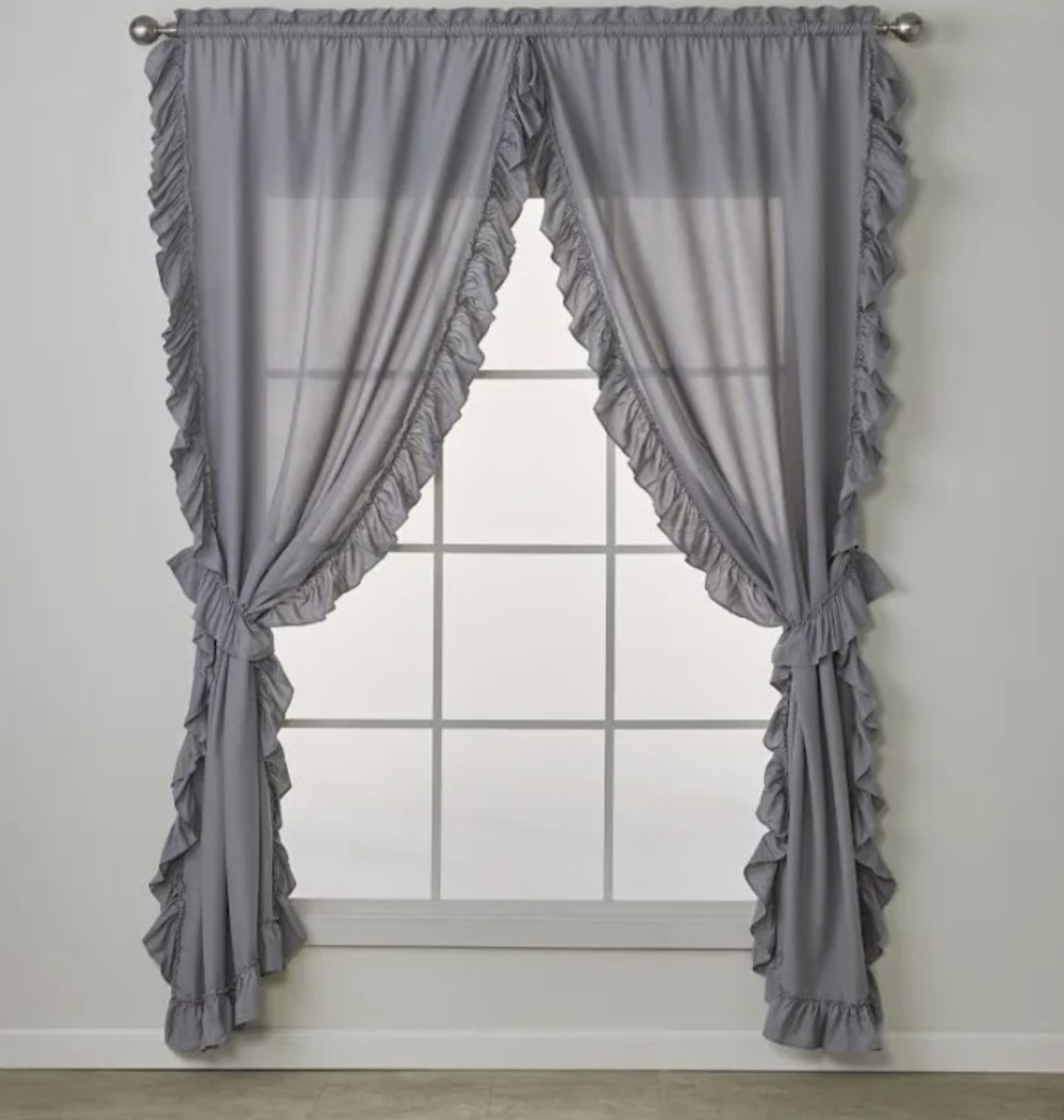 SKL HOME Sarah Window Curtain 2 Panel Pair (41″W X 63″L. Gray