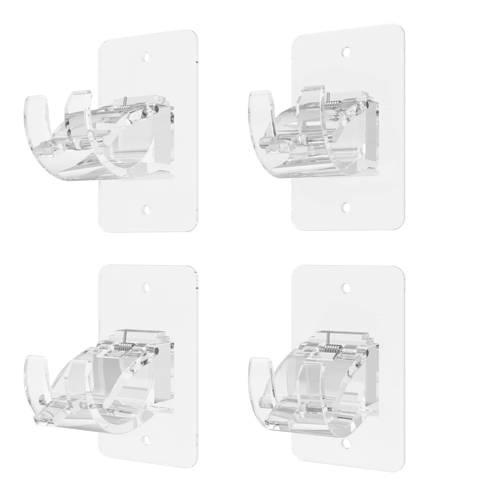 4 Pieces Self Adhesive Curtain Rod Bracket Universal Plastic Holders No Drill