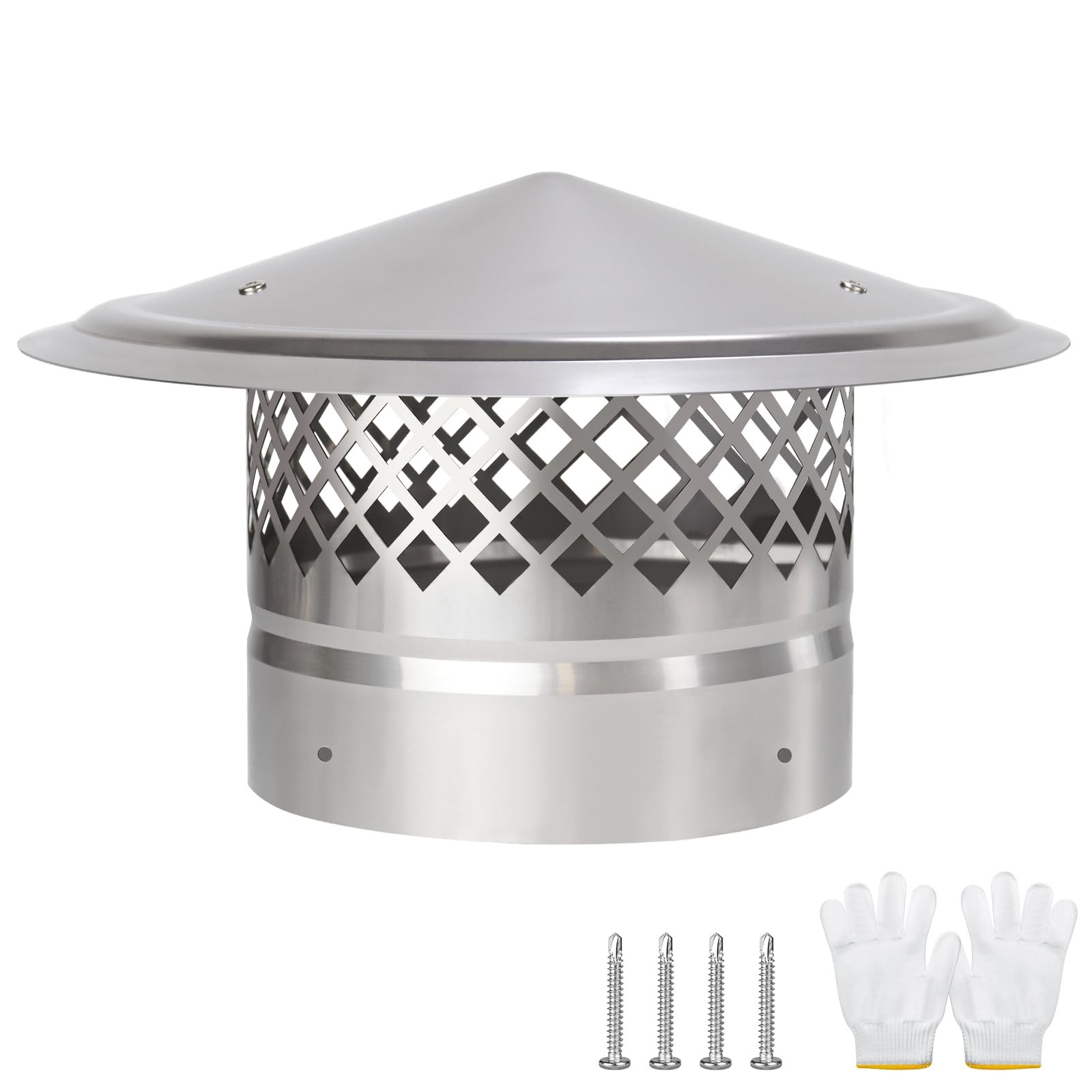 6 Inch Chimney Cap,Cone Top Chimney Cap with Screen,Roof Rain Wood Stove Pipe…
