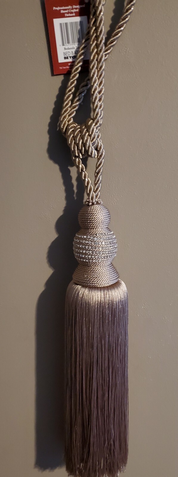 NEW Kentex Home Bedazzle Tassel Window Curtain Tie Back Gold with Rhinestones