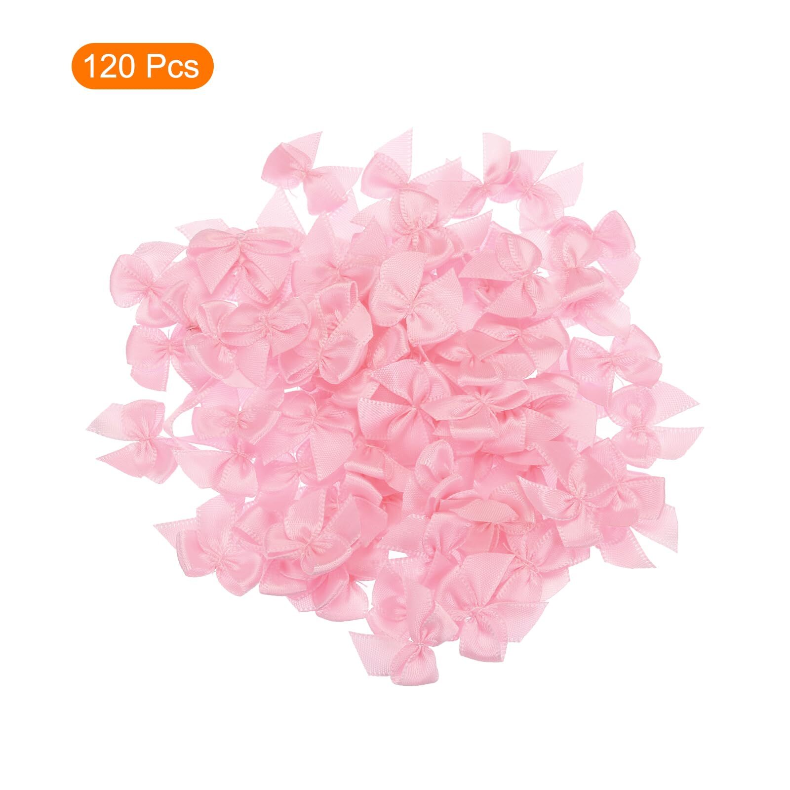 120PCS Mini Ribbon Bows 1″ Satin Fabric Bows for DIY Crafts Sewing Pink
