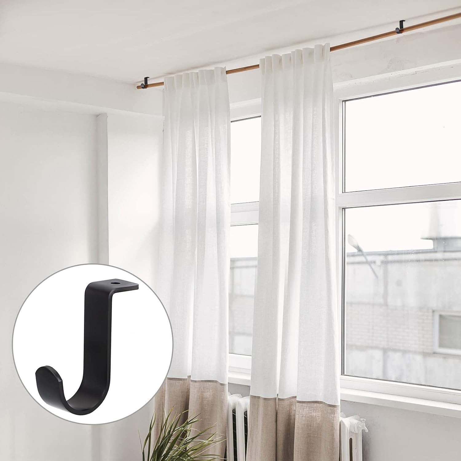 3Pcs Ceiling Mount Curtain Rod Brackets Metal Single Ceiling Curtain Rod Holder