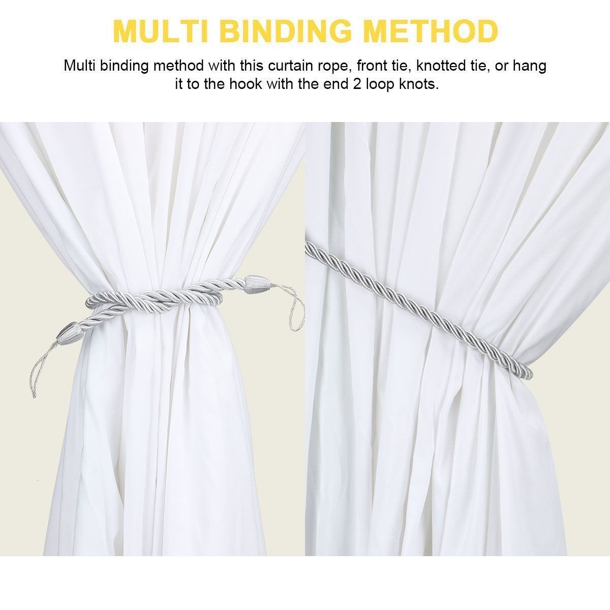 2/4X Handmade Curtain Rope Tie Backs Window Tieback Holdbacks Home Decor Durable