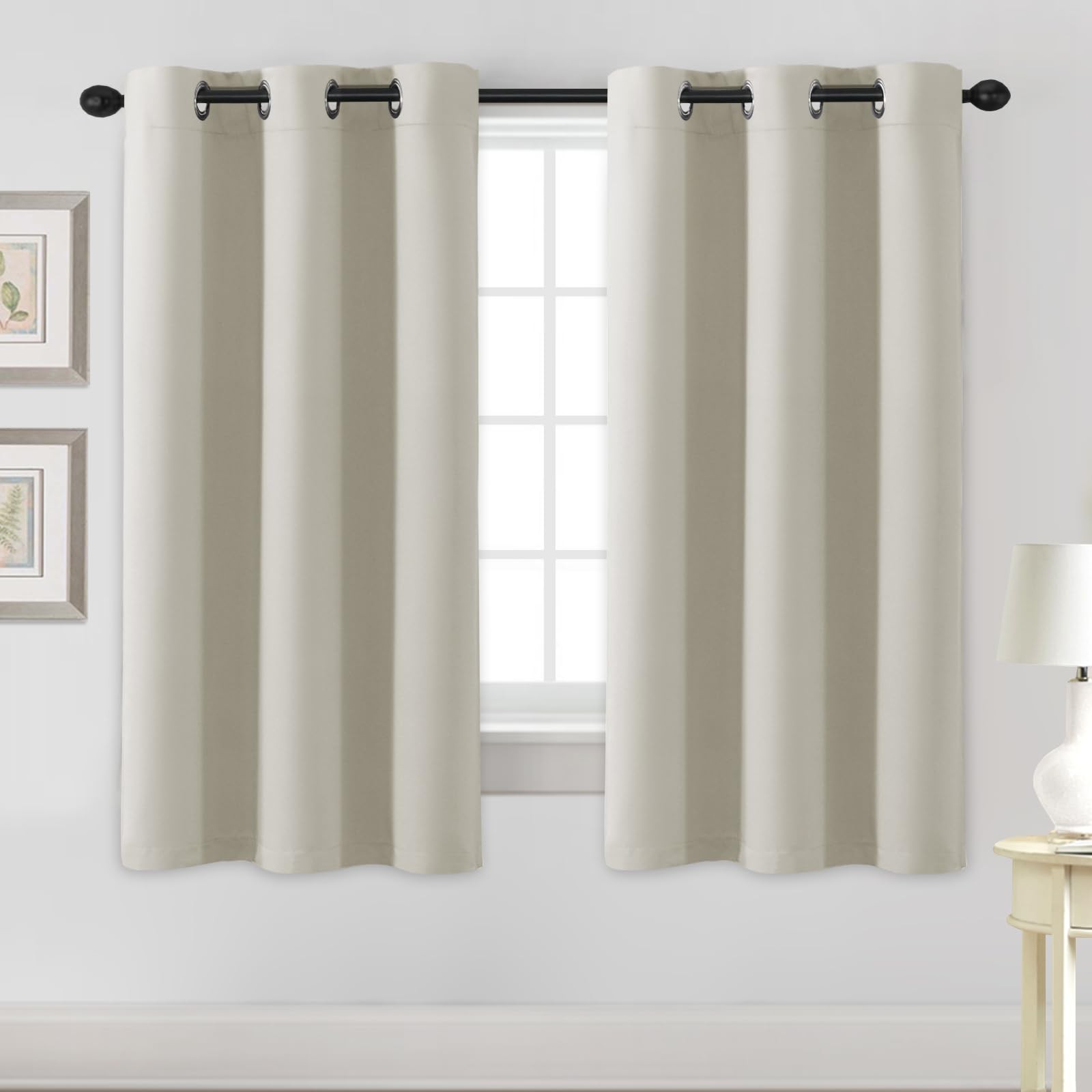 H.VERSAILTEX Blackout Curtains for 42″W x 63″L (Pack of 2), Ivory/Cream
