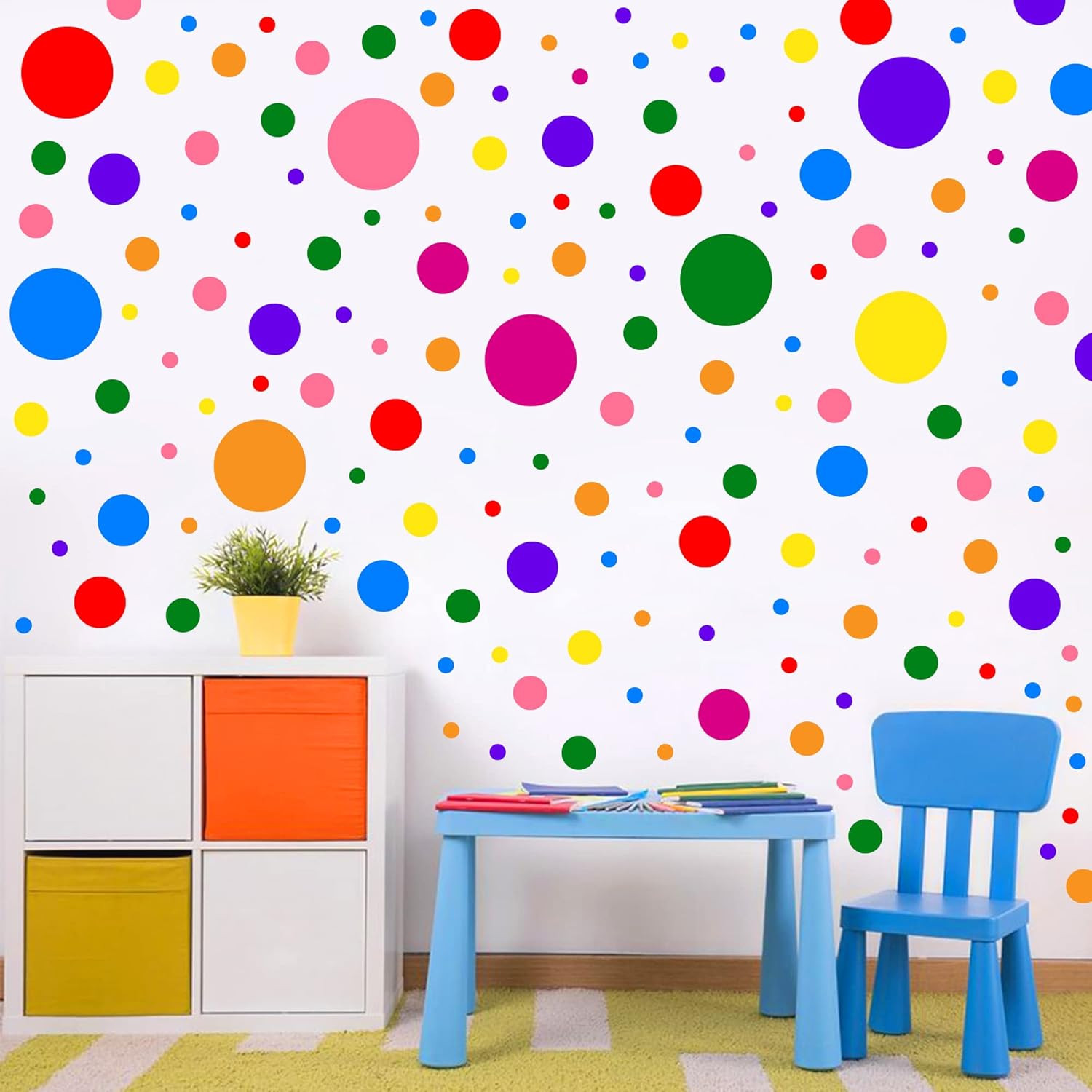 1240Pcs Polka Dot Wall Decals Colorful Boho Decal Peel and Stick Rainbow