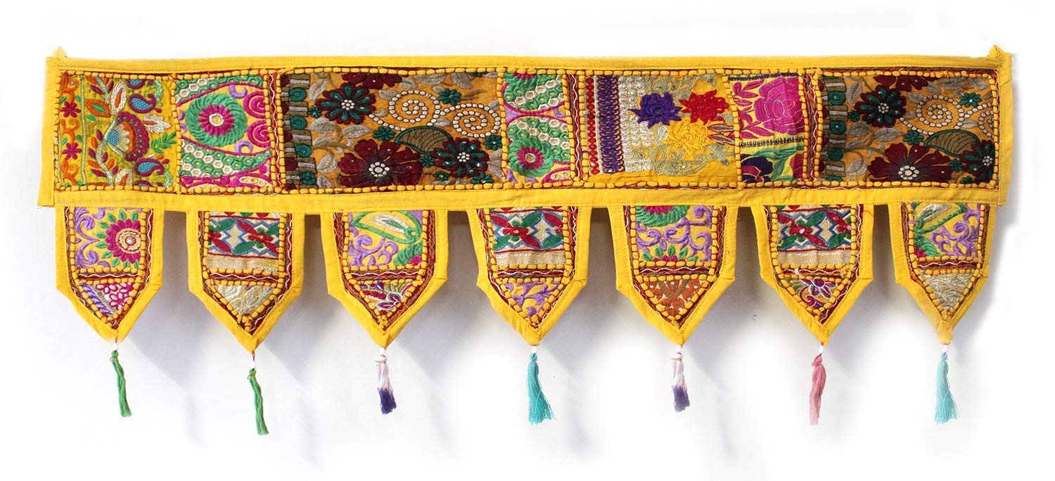 Indian Handmade Traditional Embroidered Toran Cotton Thoranam Door Living Roo…