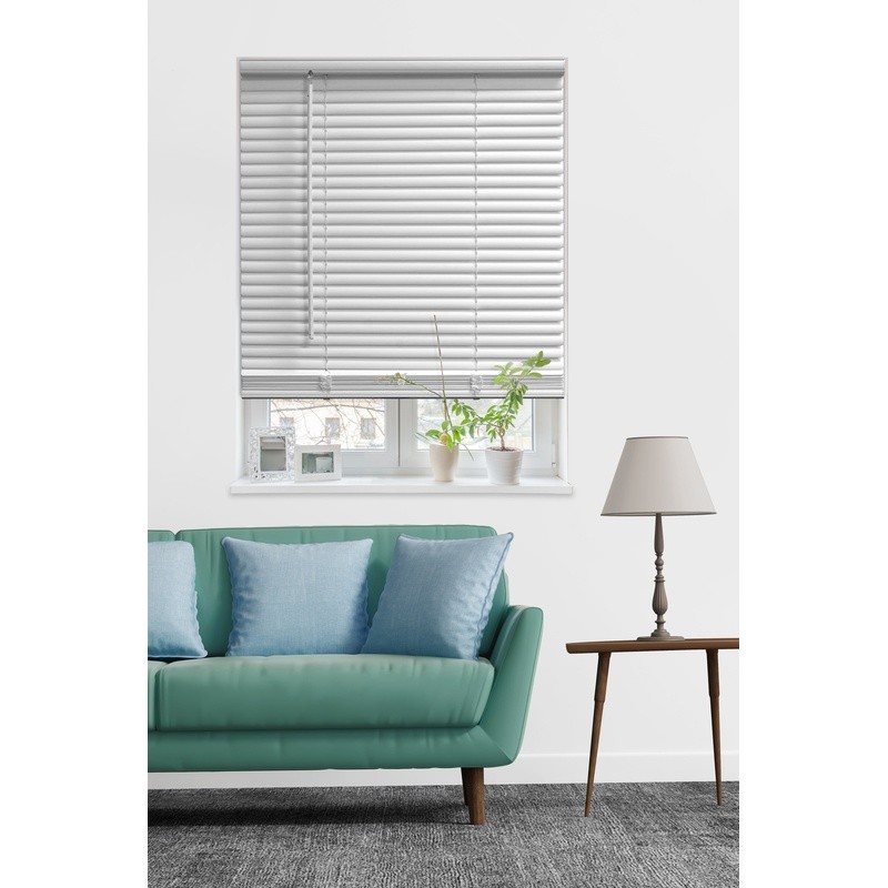 1″ Cordless Vinyl Room Darkening Horizontal Mini Blinds White, 29″W x 48″L