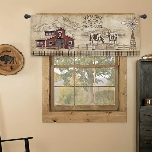 Farmhouse Farm Rustic Kitchen Curtain 54″W x 18″L (Pack of 1) Farmhouse Barn