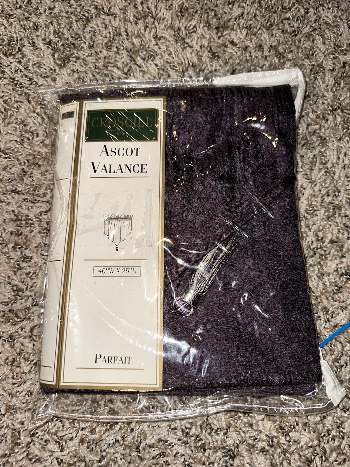 Croscill CHAMBORD Amethyst Purple Crinkle Ascot Curtain Valance New Parfait