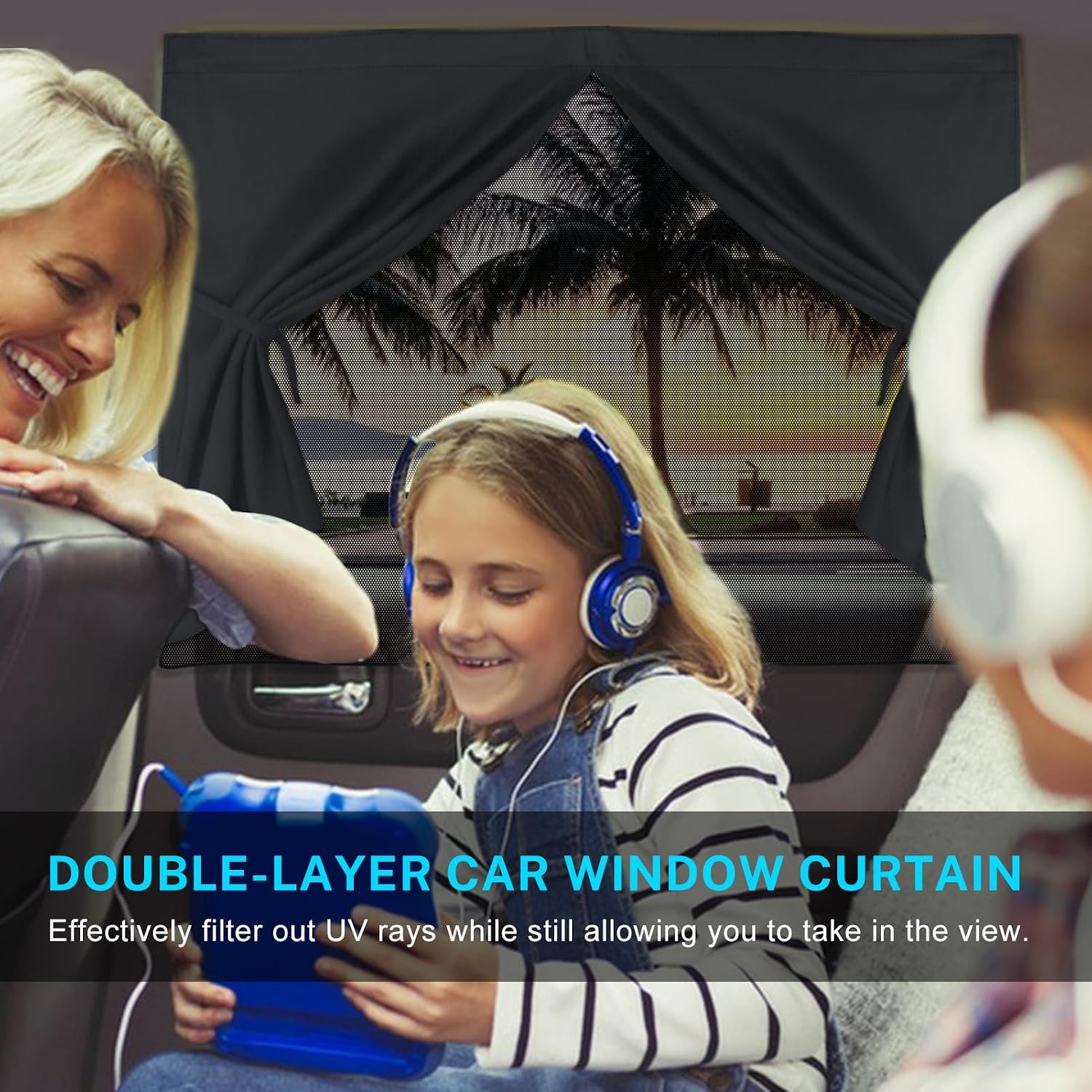 Magnetic Auto Double Layer Side Window Shades for Cars 2 PCS Window Sun Shades