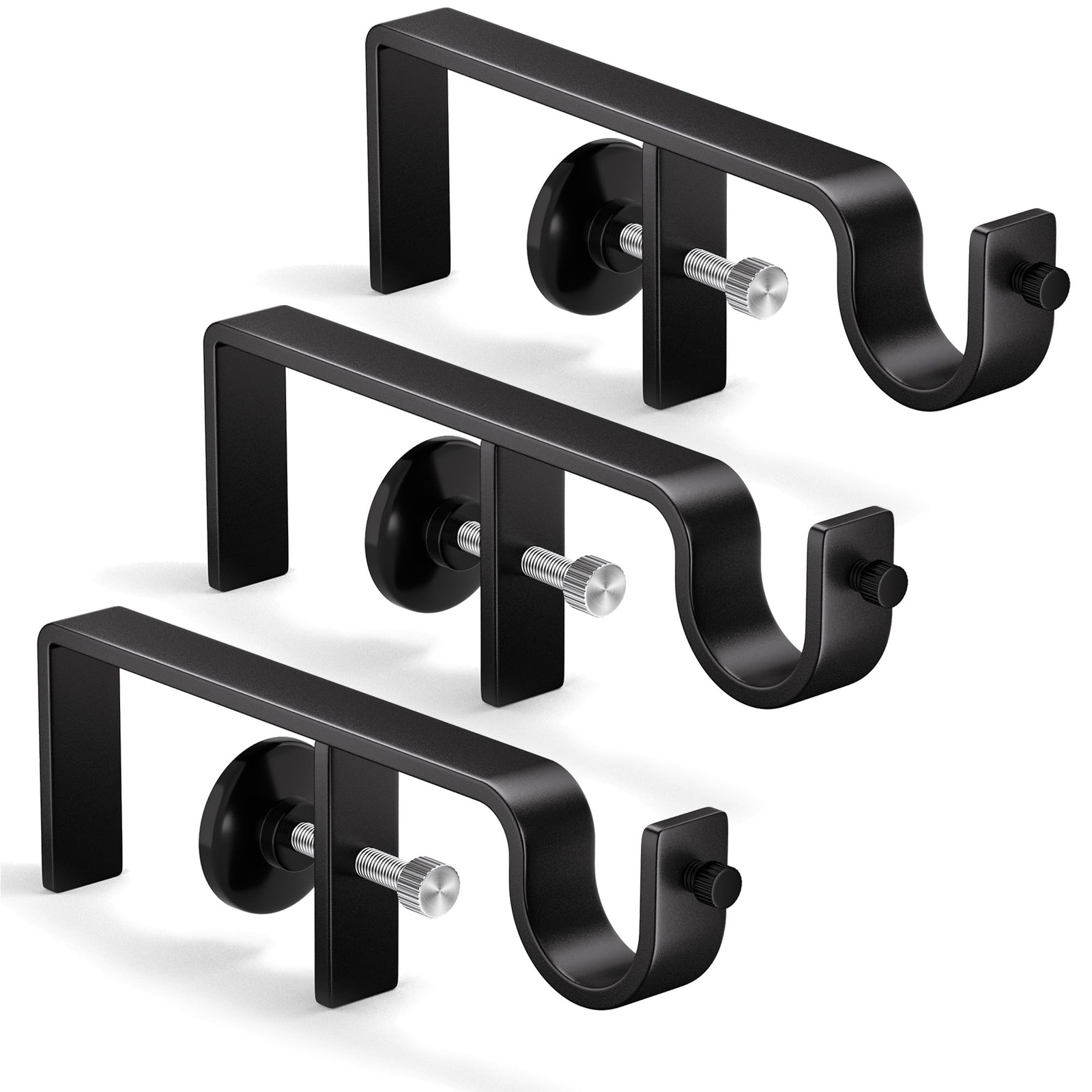 3 Pack Black Over Blinds Curtain Rod Brackets Outside Mounted