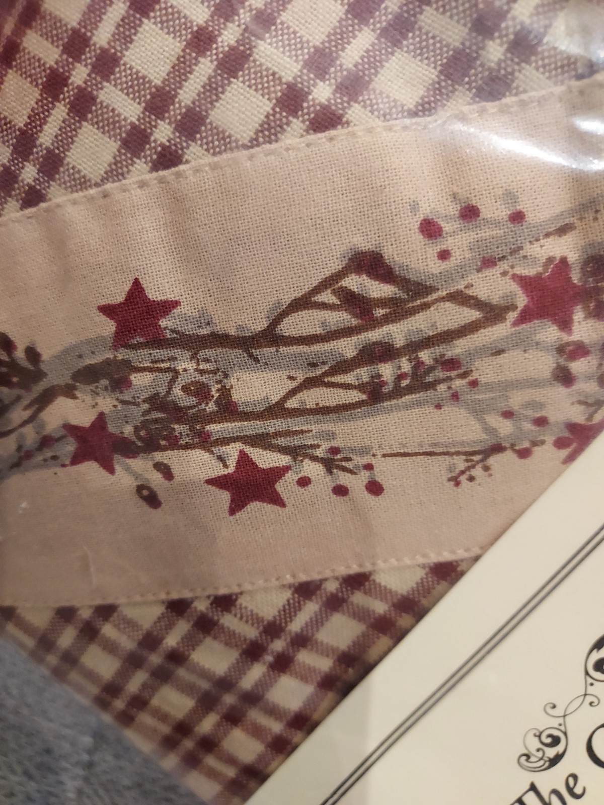 Farmhouse Berry Star Red Gingham Checked Window Swag 72″ x 36″ Primitive Country