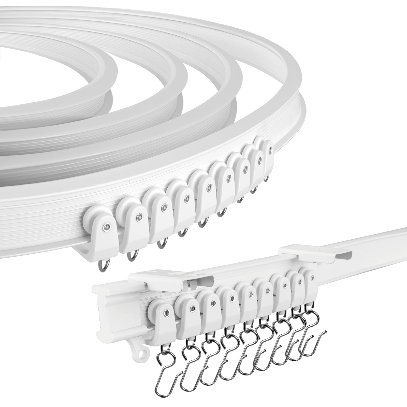 TENEVEAMO Flexible Ceiling Curtain Track, 9.84FT (3m) 9.84 ft, White