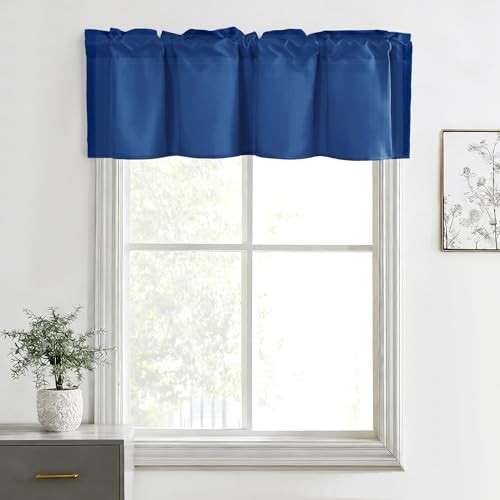 Valance Curtains for Kitchen, Living Room, 42″W x 12″L (Pack of 1) Royal Blue