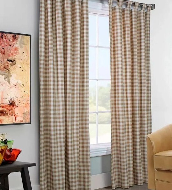 NEW 80″L x 63″W Thermalogic Light Brown Buffalo Check Tab-Top Pair of Panels