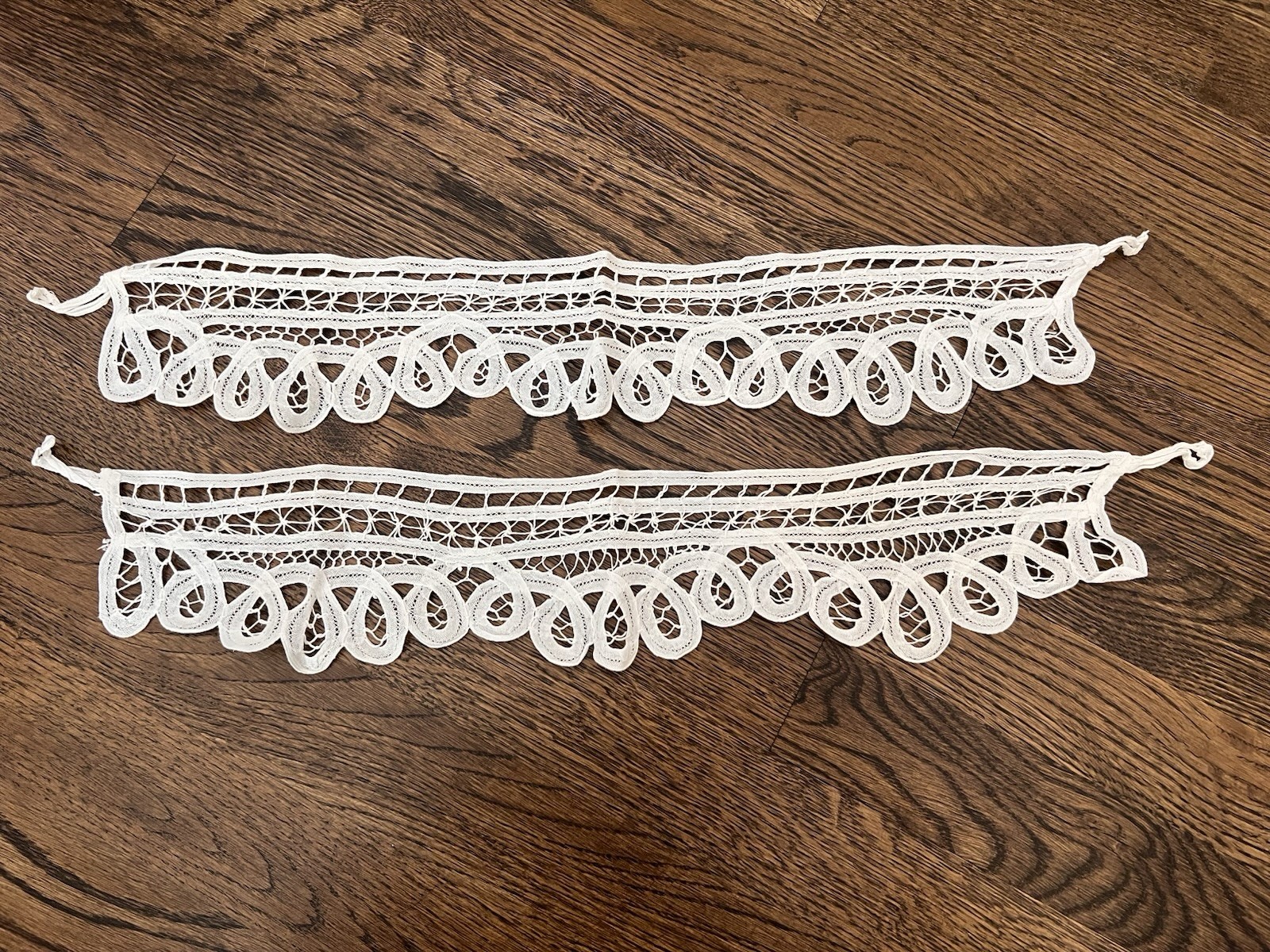 Battenburg Lace Curtain Tie Back Tiebacks Holders Pair White