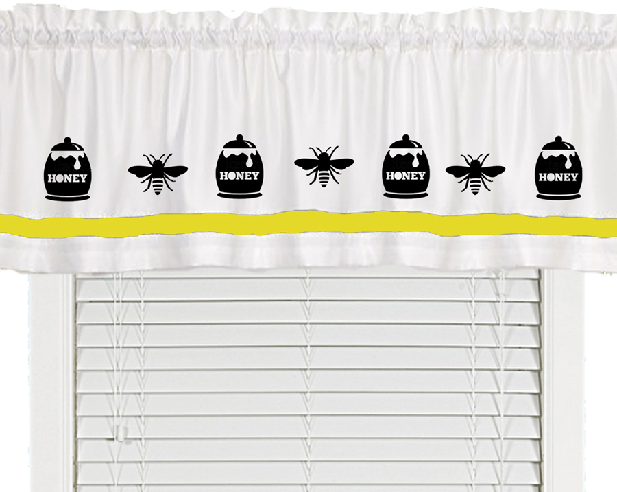 Bee Honey Pot Window Valance Curtain ..Your Choice of Colors*