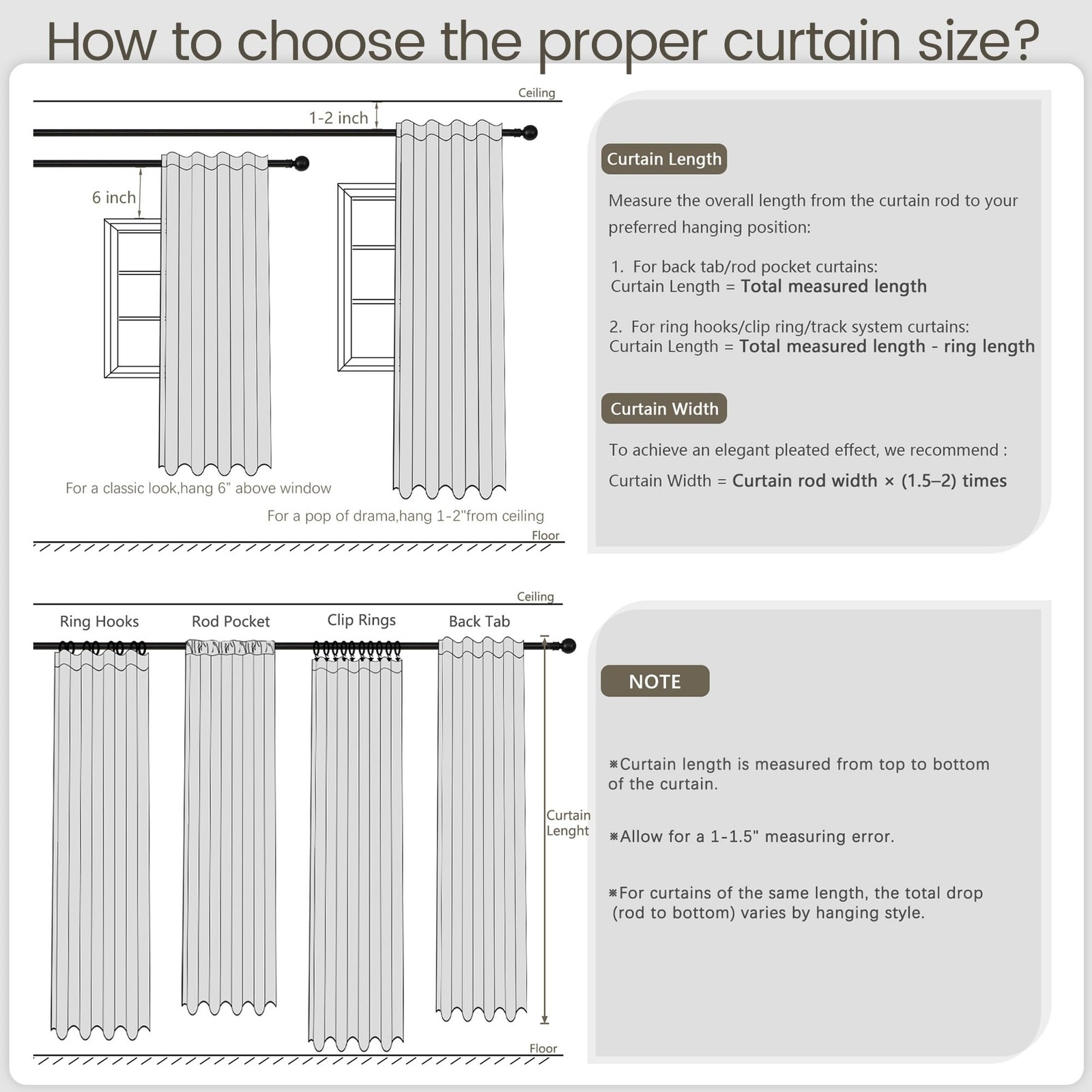 54 Inch Black Out Curtains for Bedroom 2 Panels Set, Cream