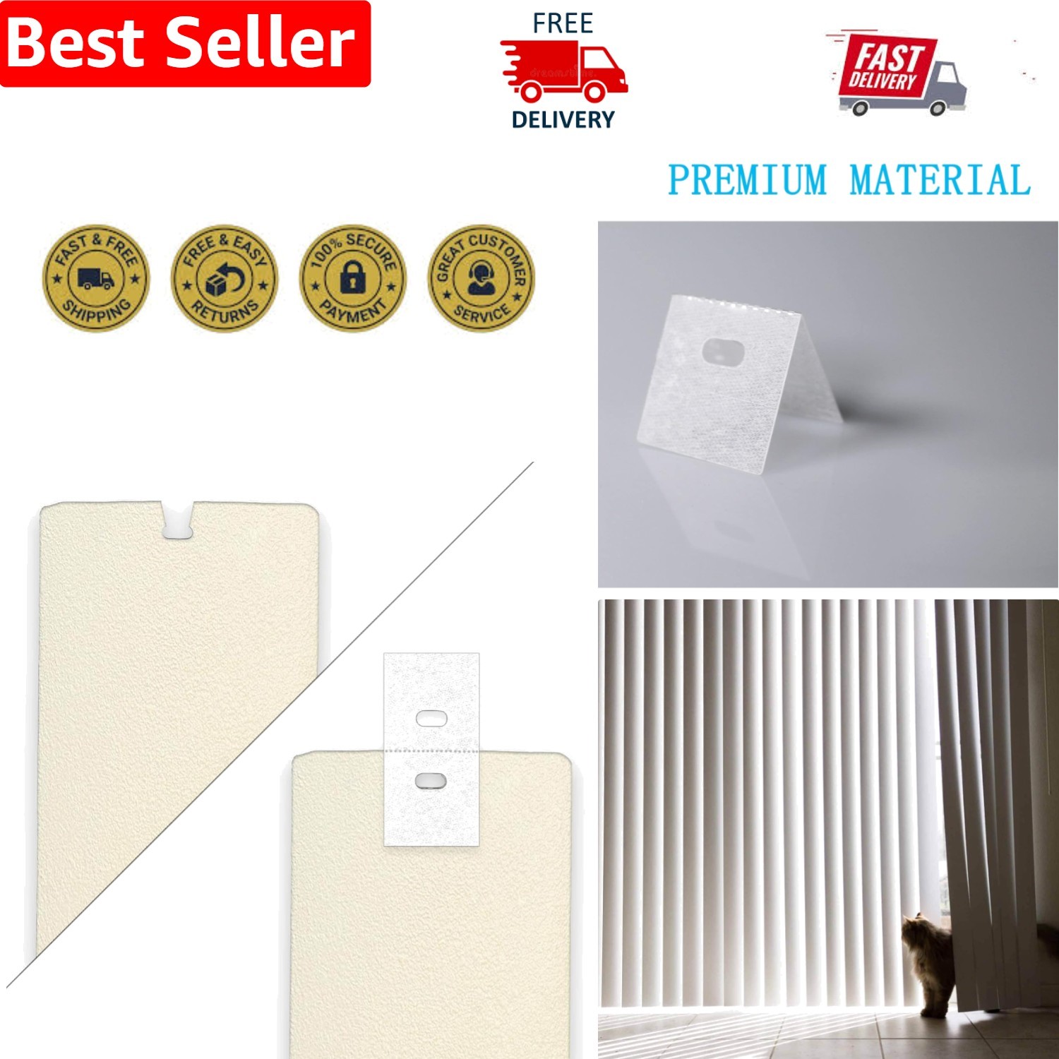 PVC Vertical Blind Repair Tabs – 30 Sets for Effortless Indoor Window Fixes