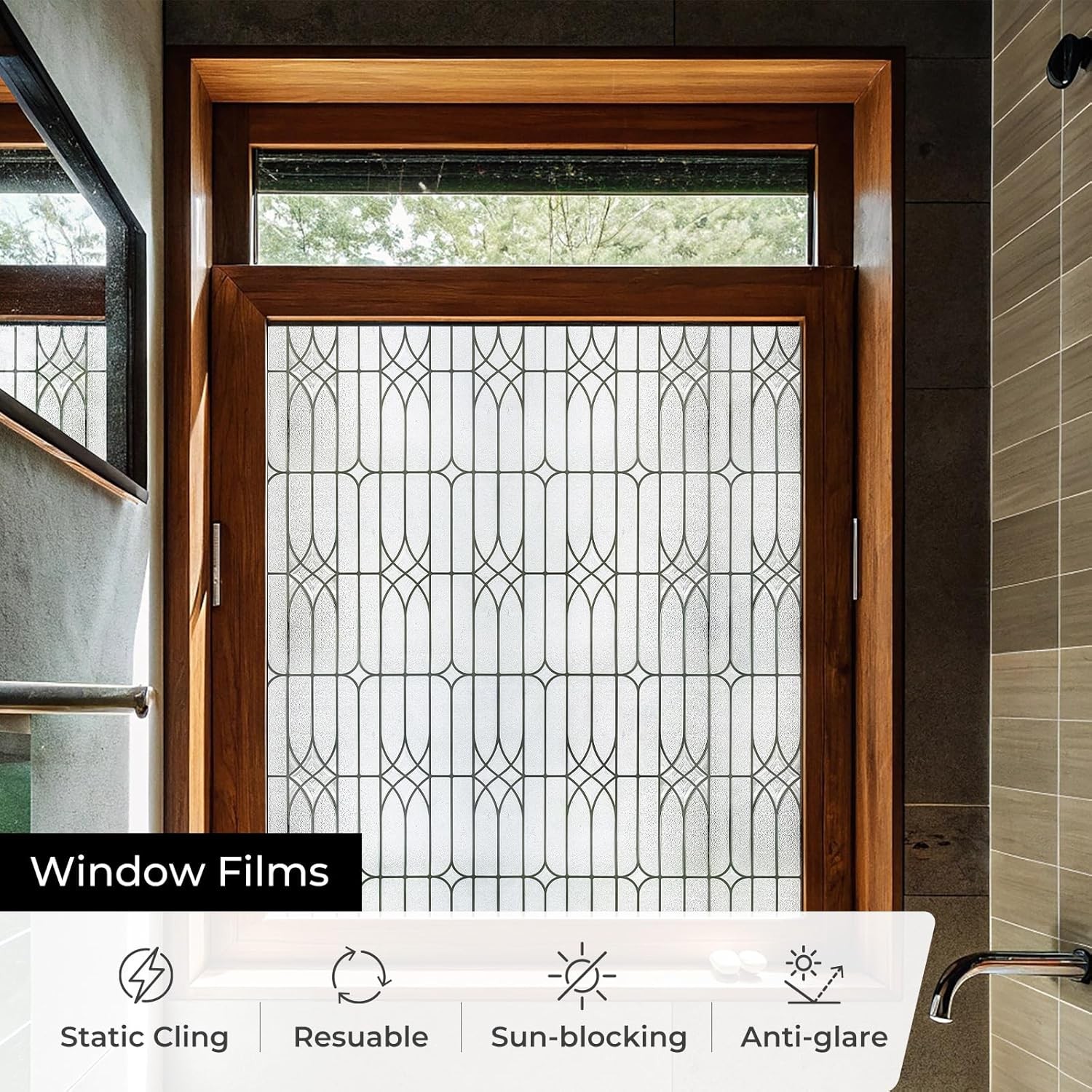 Window Privacy Film Stained Glass Decorative Static Cling Removable Sun Blocking