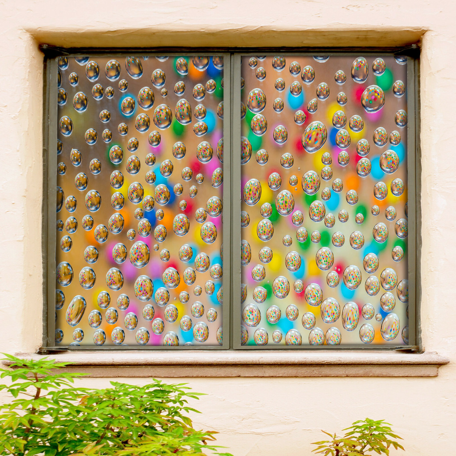 3D Colored Water Drops ZHUA193 Window Film Print Sticker Cling Stained Glass UV