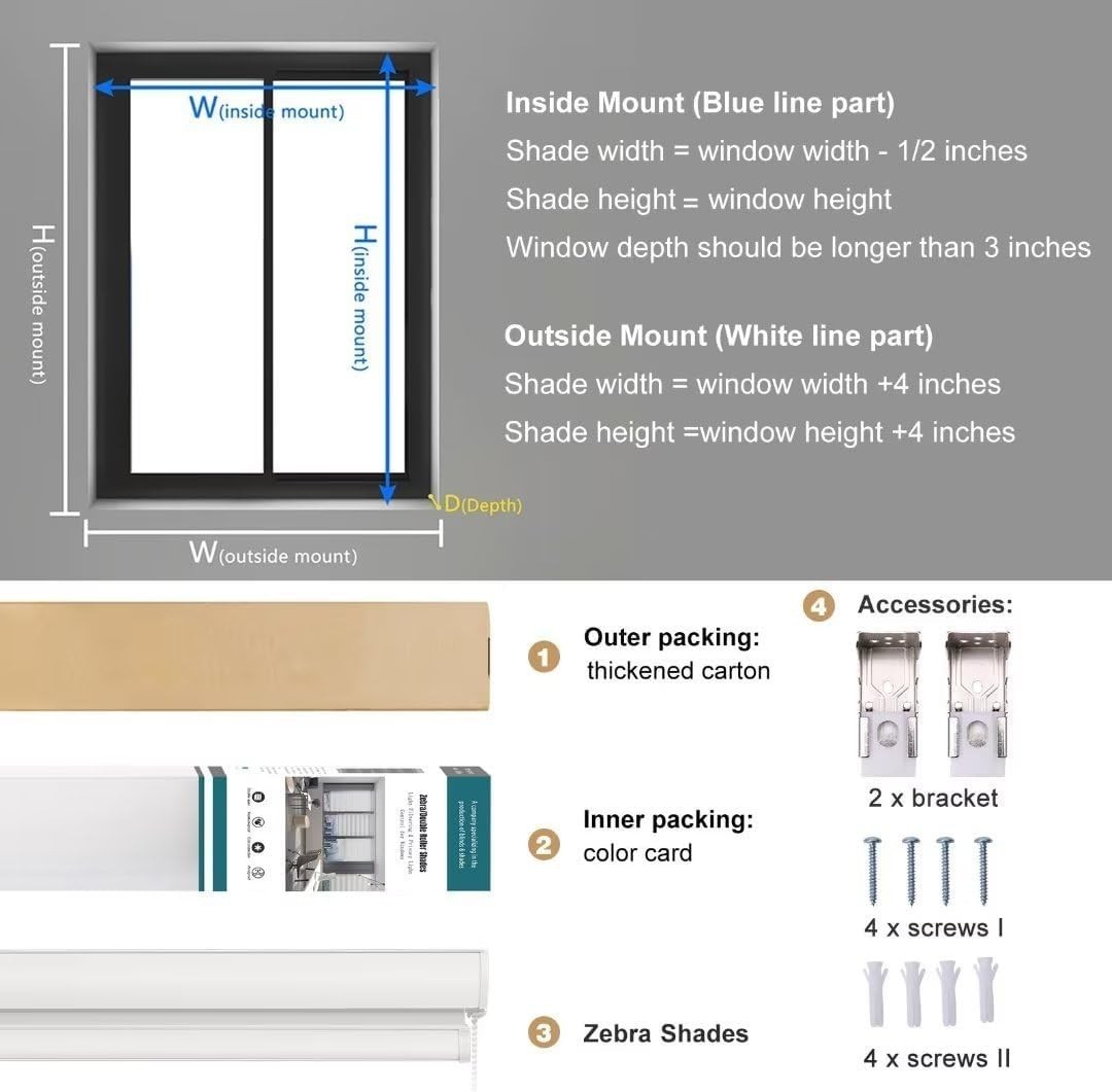 Changshade Dual Zebra Roller Blind Window Shade Horizontal Blind Easy to Install