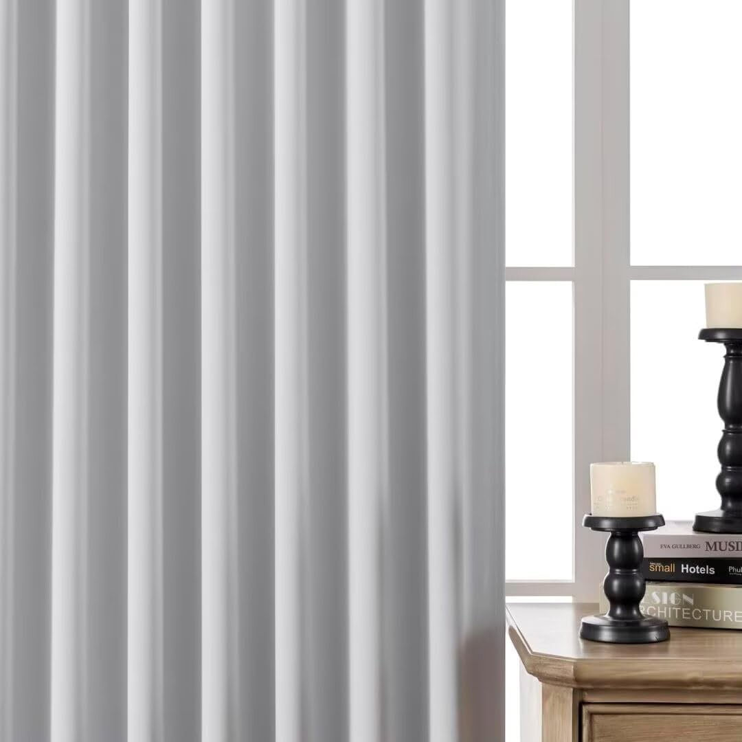 Joydeco White Blackout Curtains 96 Inches Long for Bedroom, Curtains 96 Inch
