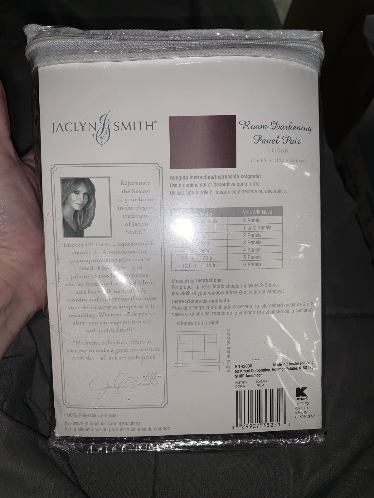 Jaclyn Smith Room Darkening Panel Pair Logan 52”x63” 100% Poly Dark Purple Plum
