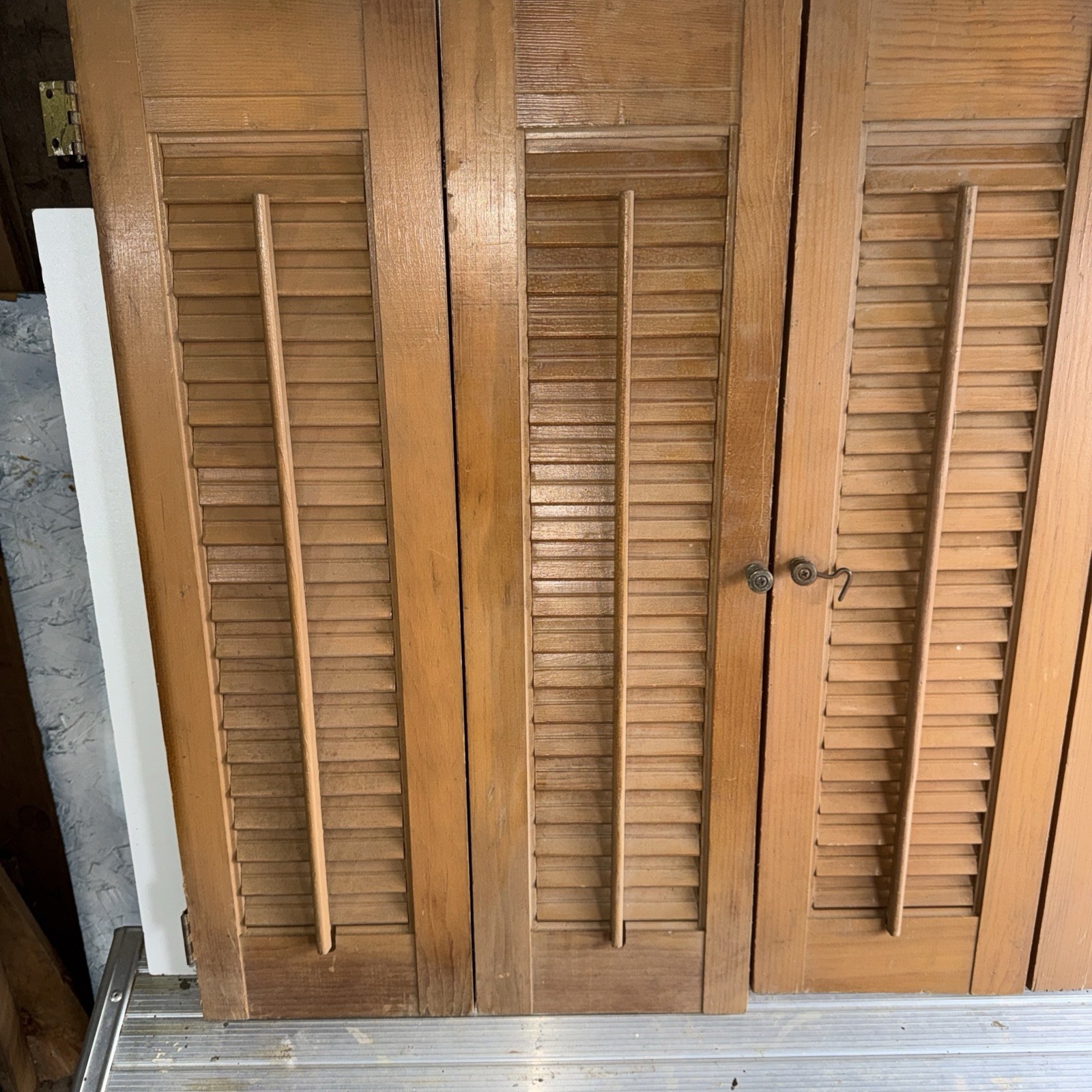 Wooden Shutters For Interior Use 31 1/2 X 26 1/2 Painted Light Brown