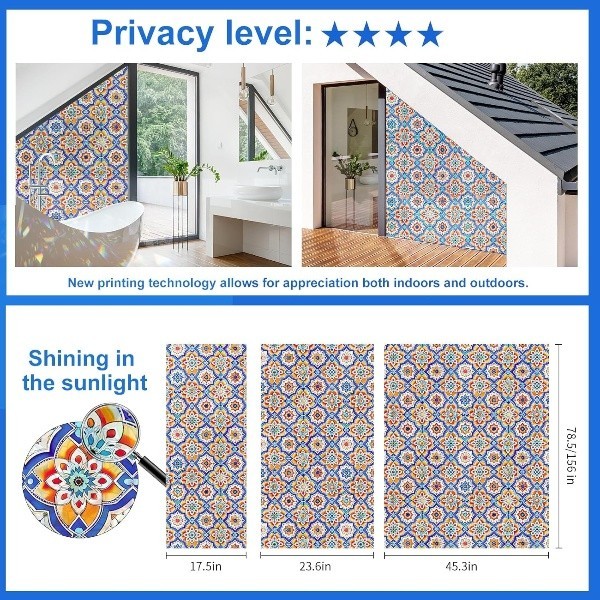Window Privacy Film Decorative Static Cling Stained Glass Tint Sticker Cover