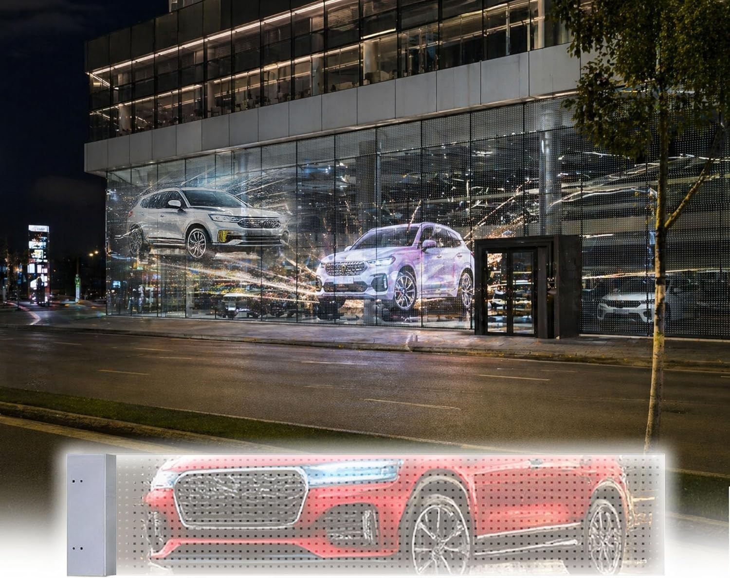 Transparent Flexible LED Film Display P16 Self Adhesive Glass Retail Screen