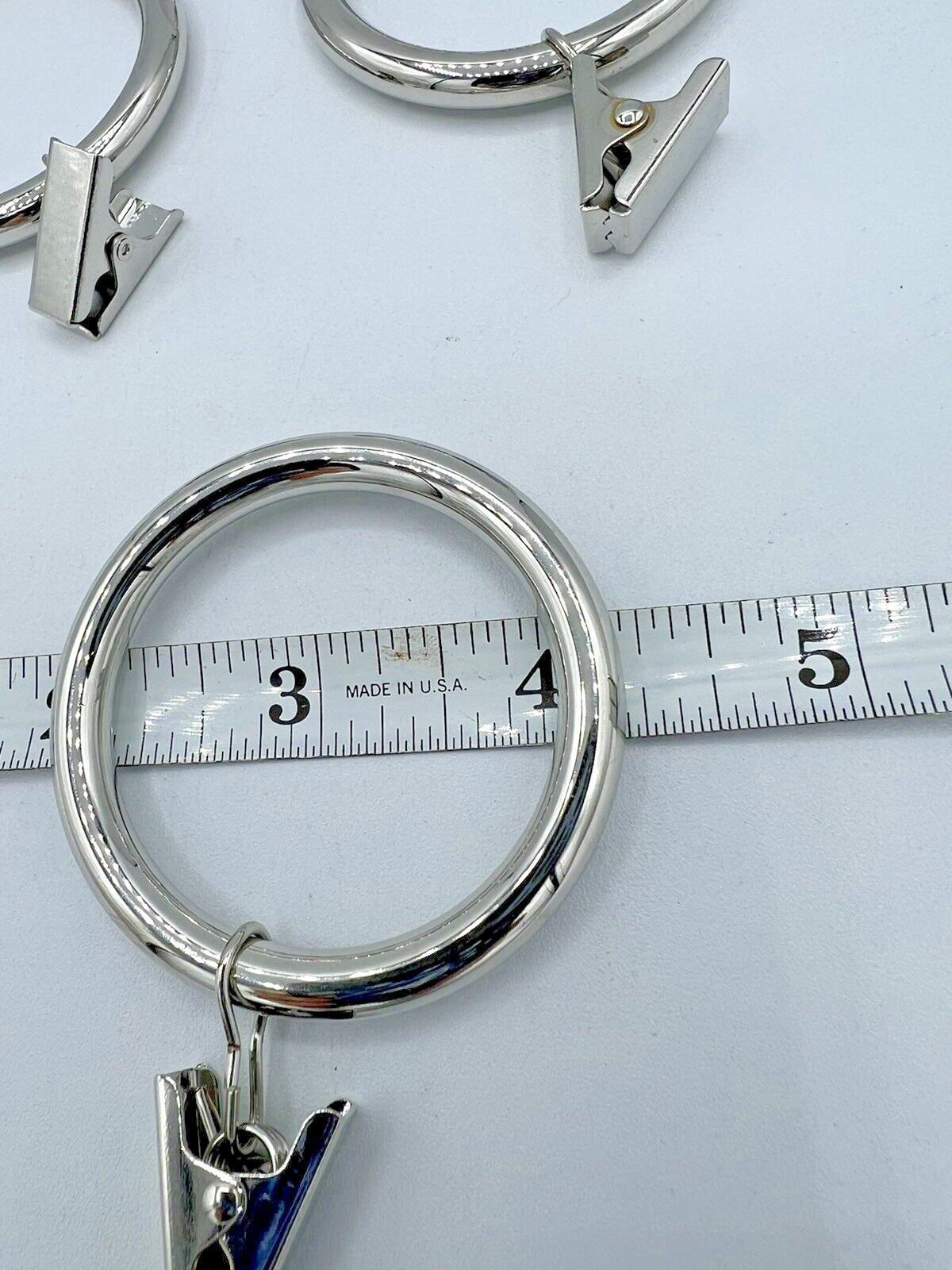 Rejuvenation Curtain Rings Clip Set 7 Polished Nickel Fits Rod 1.25″ Drapery