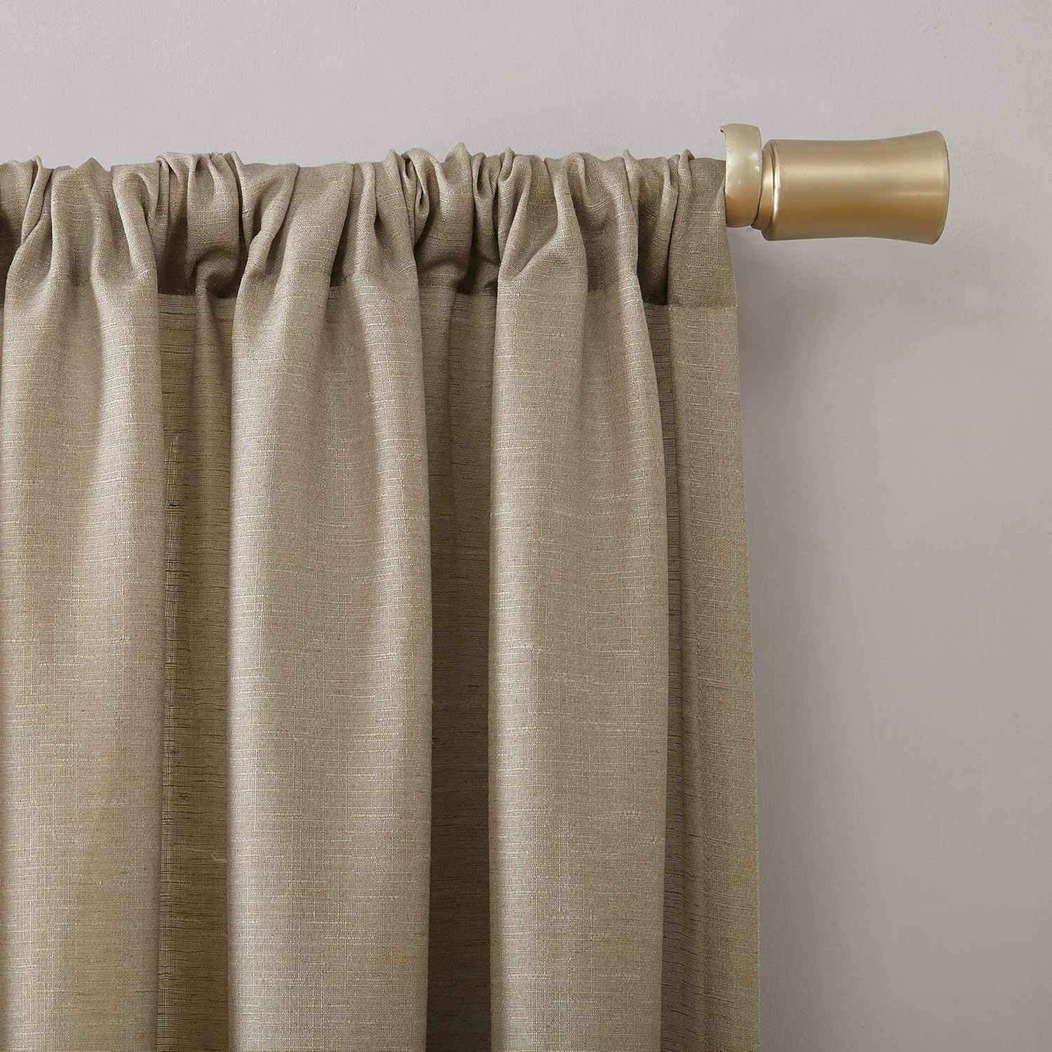 Linen Blend Textured Semi-Sheer Rod Pocket Curtain Panel 54″ x 84″ Taupe