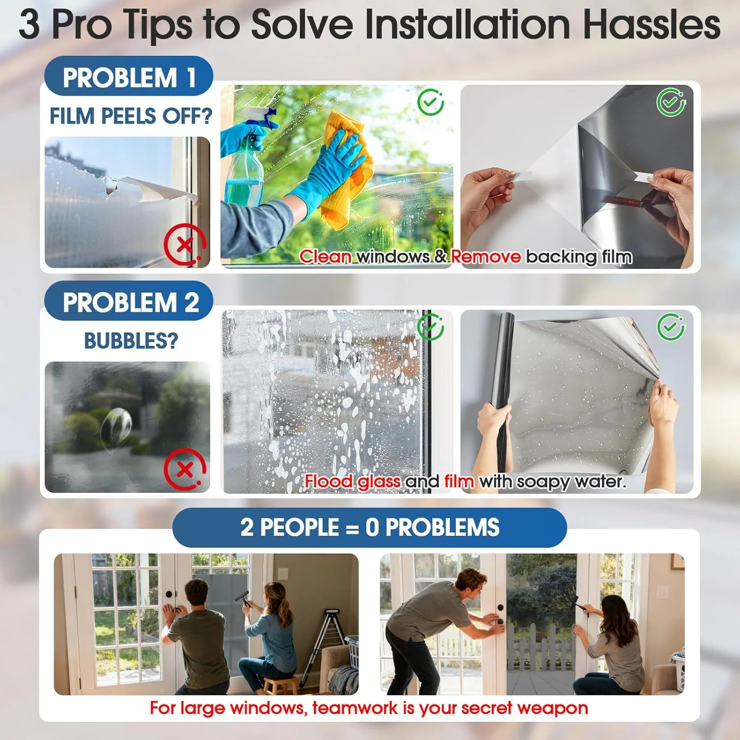 SUNBABY Window Tint for Home, One Way Privacy Film Heat & UV Blocking, Static Cl