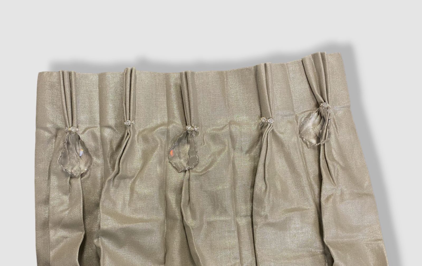 $750 Misti Thomas Beige Shimmer 108″L Velvet Curtain Drapes Asfour Crystals