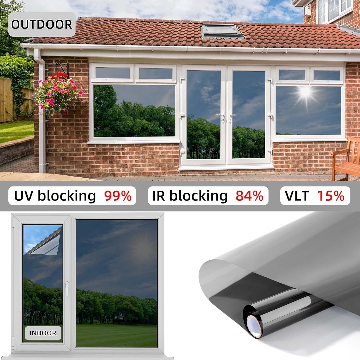 PET Window Tint – Explosion-Proof Privacy Film with Installation Tools Included