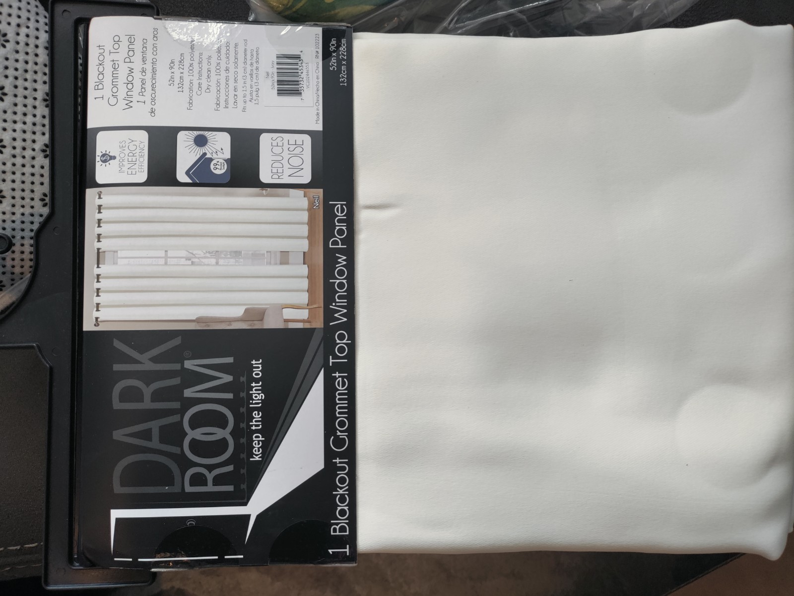Dark Room Blackout Grommet Top Nell Ivory Polyester Panel 52×90 in