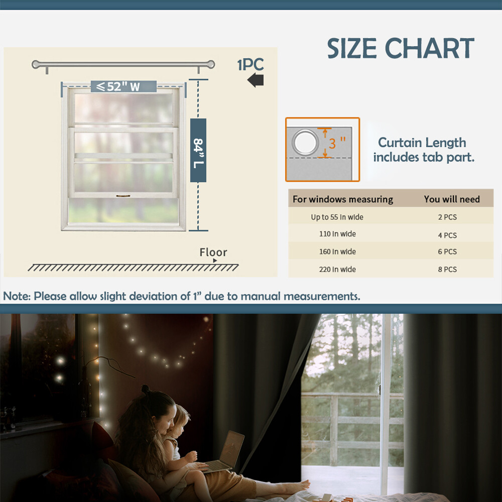 100% Blackout Window Curtains 2 Panels Thermal Insulated for Bedroom Living Room