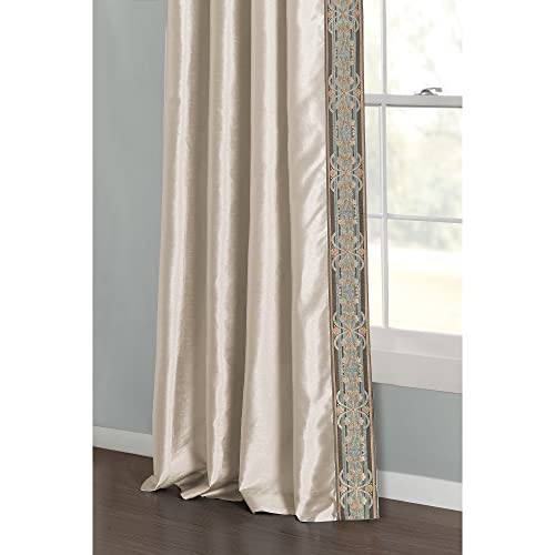 Luxury Traditional Regency Faux 52″W x 84″L (Pack of 1) Neutral & Dusty Blue