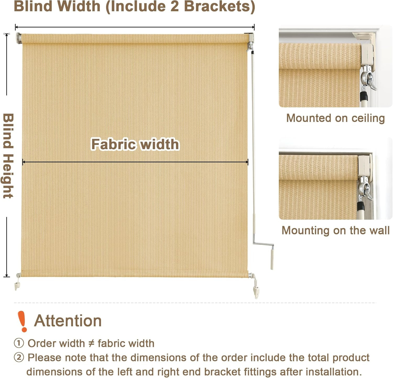 Porch Screens for Patios outside Outdoor Privacy, Cordless Sun Shades Roll up Bl