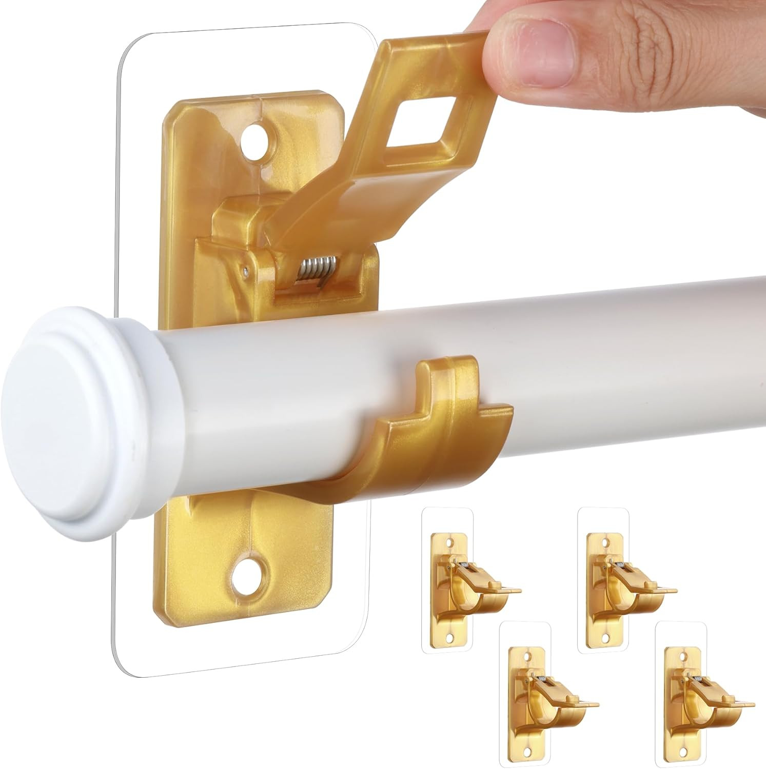 8 Pack No Drill Curtain Rod Brackets, Holding up to 17 Lbs, PET Curtain Hangers,