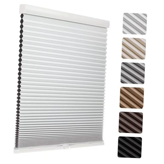 1.5-Inch Cellular Cordless Blackout Shades,Thermal 19″W x 36″H White-blackout