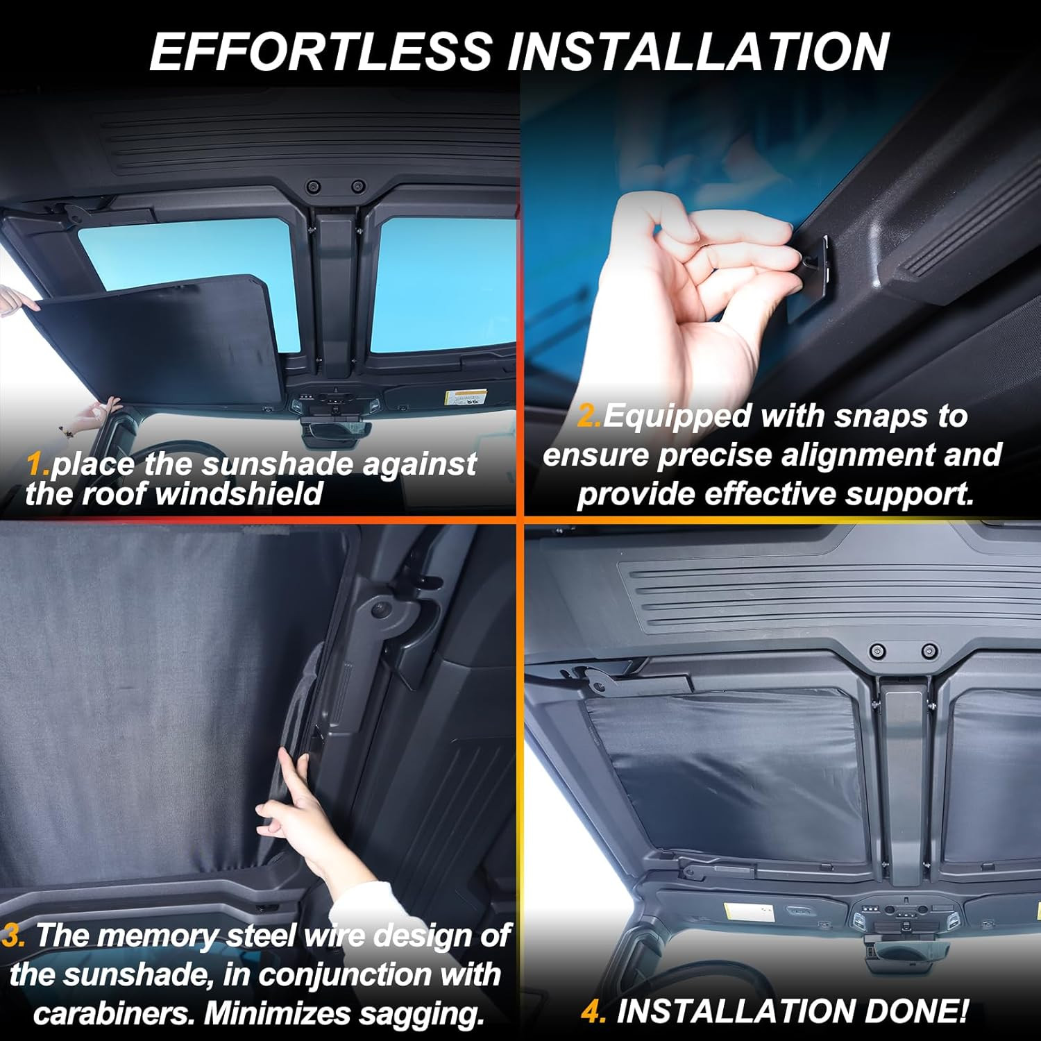 4PCS Sunroof Shade for Hummer EV 2022-2026 SUV Pickup Heat Insulation Cover