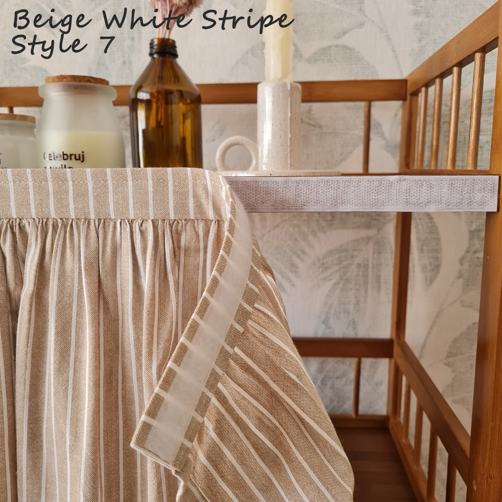 No Drill Hook and Loop Curtain Cabinet Kitchen Cafe Curtain Stick On Cotton