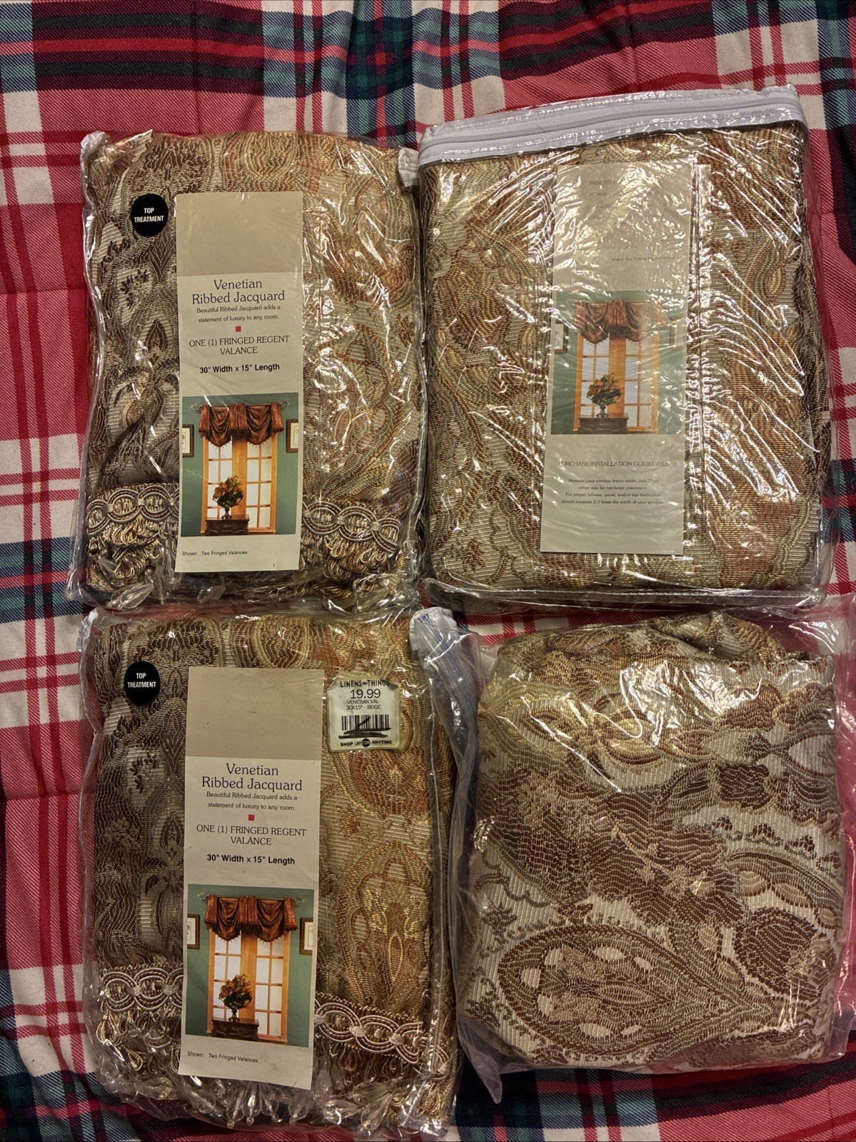4 Venetian Ribbed Jacquard Ribbed Regent Valance 30” W X 15” L – 3 New, One Open