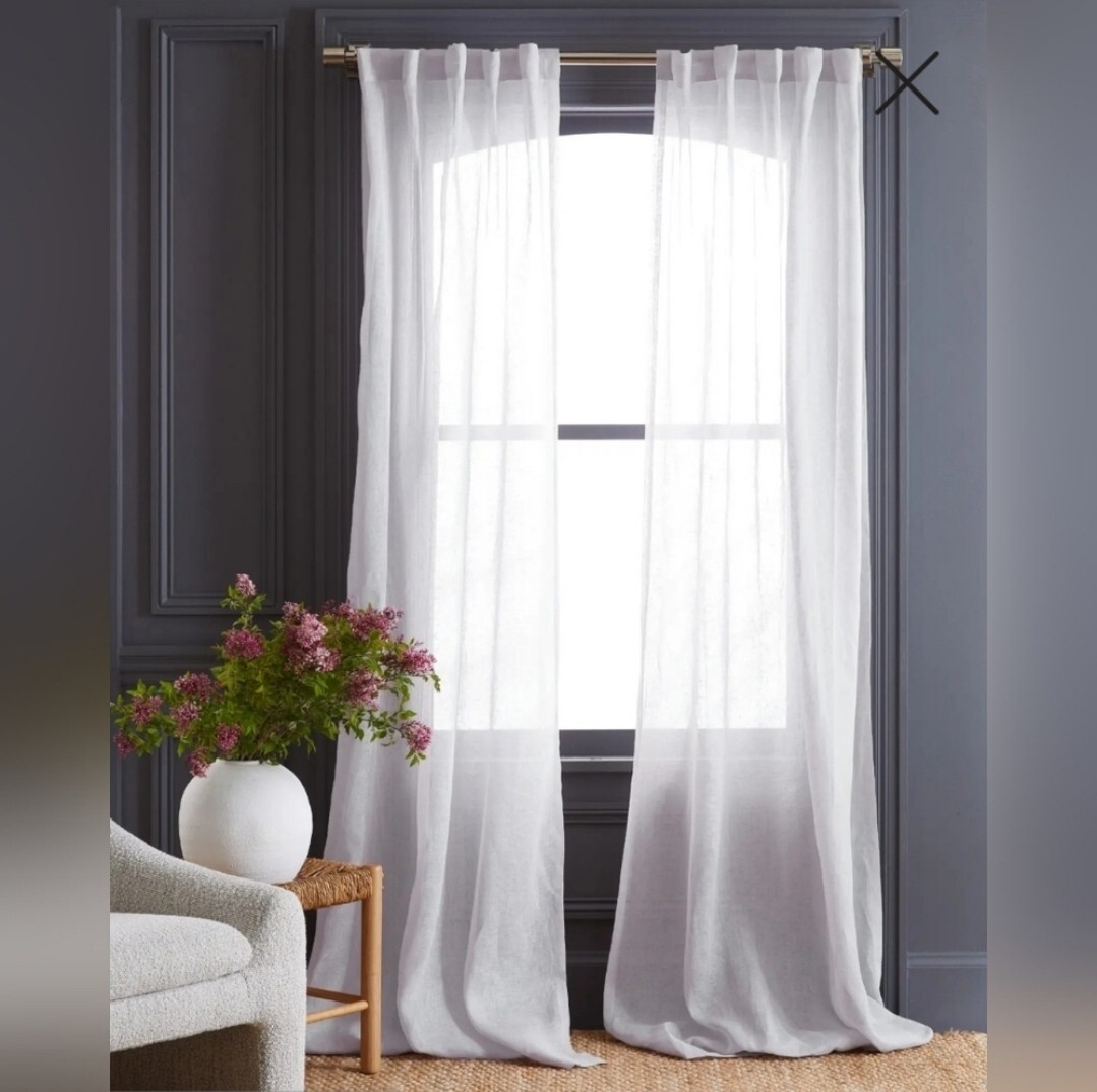 NWT! Quince 100% Linen White Sheer Curtains, 48″ x 84″- 2 Panels. (T11)