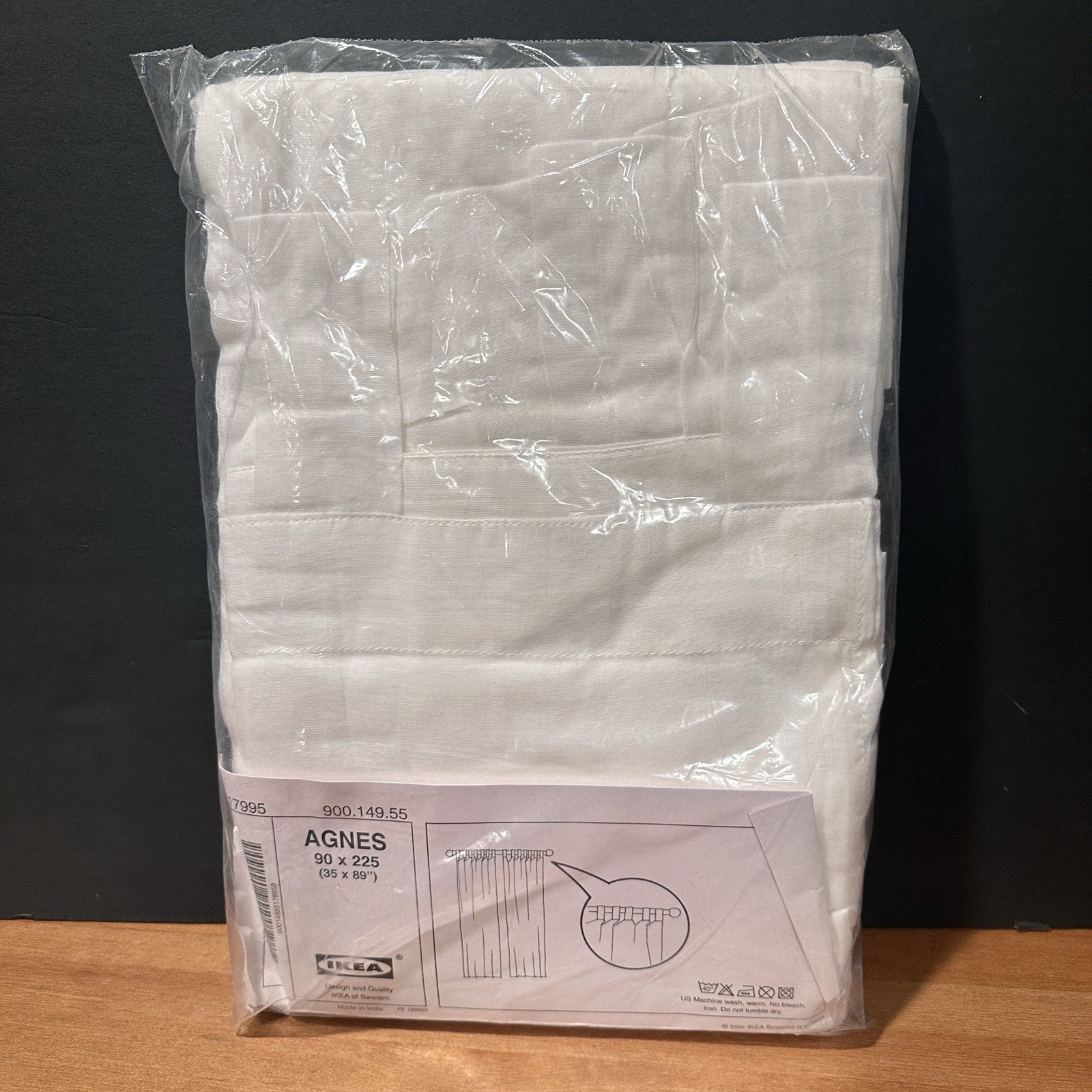 Ikea White Curtain Panels Set of 2 100% Cotton Tab Top Unlined Agnes Vtg 1995