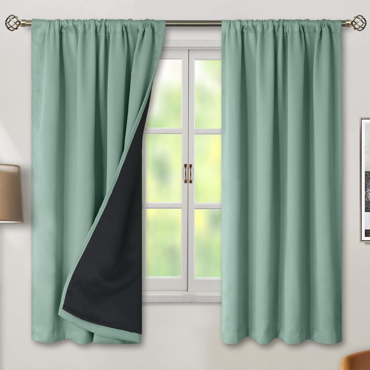 100% Full Blackout Curtains 2 Panels Set Thermal Insulated Soundproof Drapery